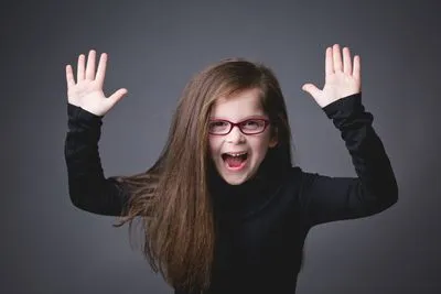 Expressive child portrait in studio