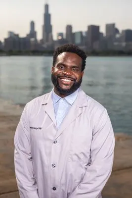Doctor lab coat portrait with natural light