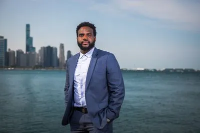 Urban headshot with natural light and streetscape