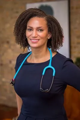 Female doctor with stethoscope professional headshot