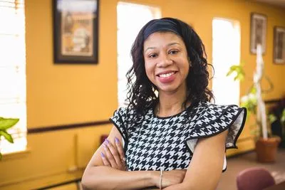 On-location corporate headshot at client office